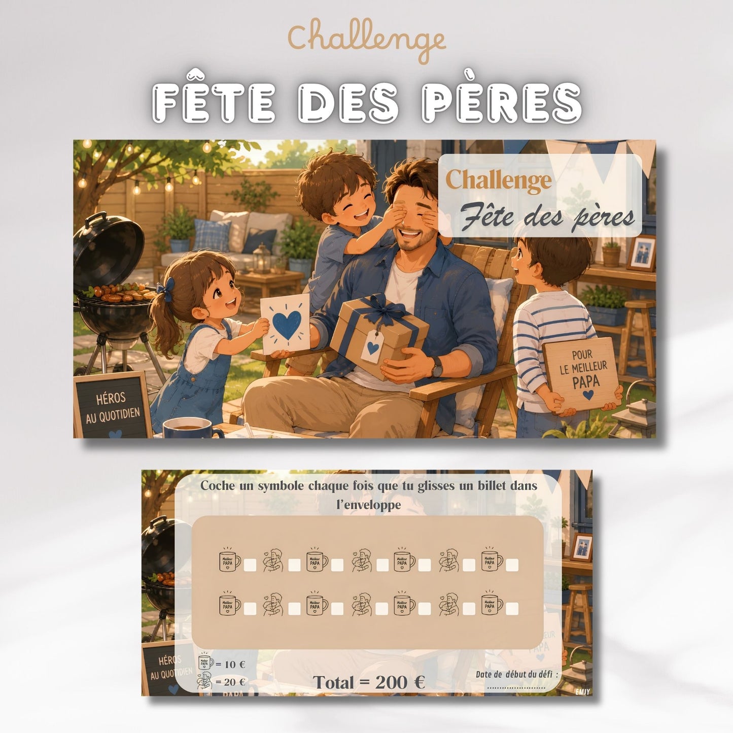 Challenge Fête des pères - Tracker et page titre ou enveloppe a scratch