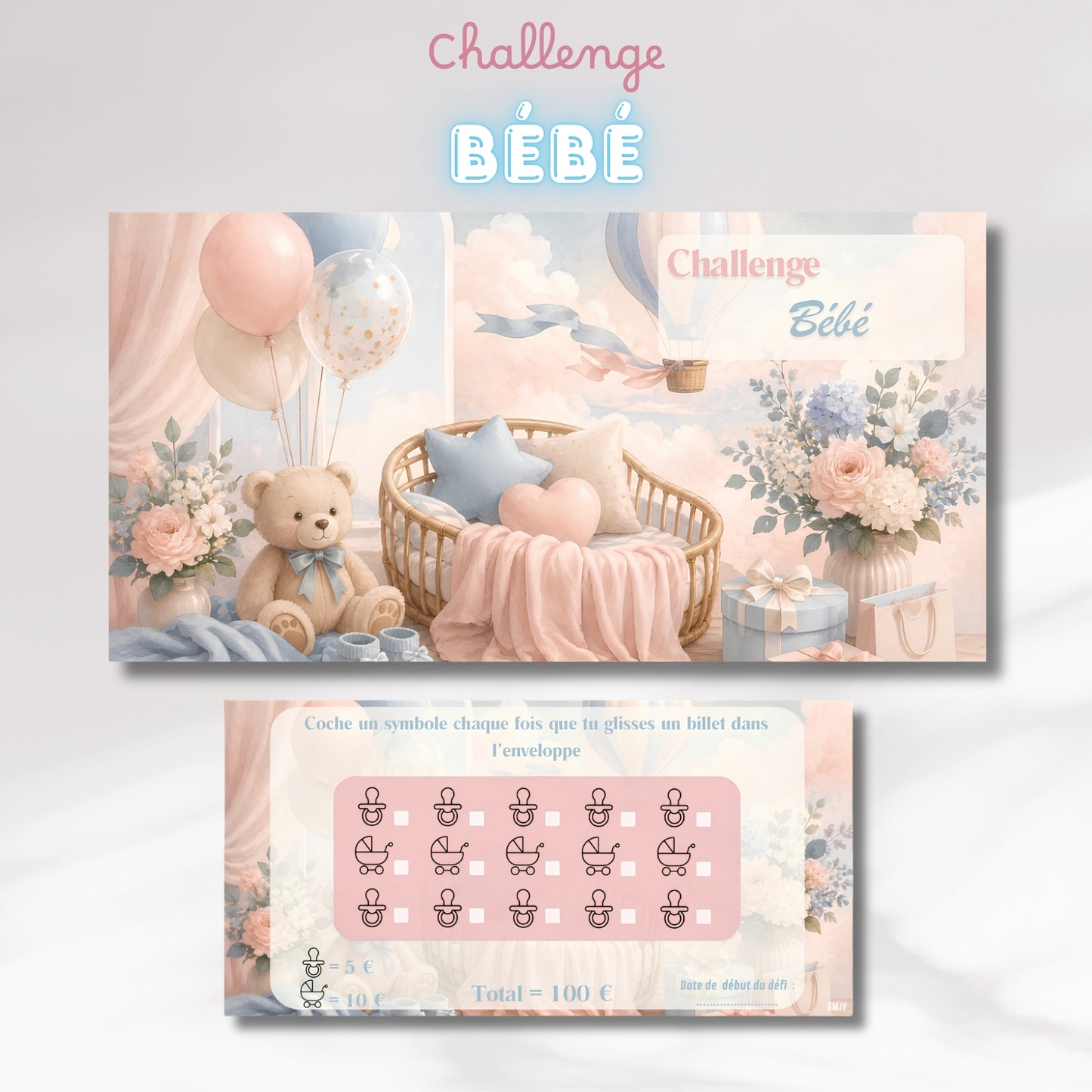 Challenge Bébé - Tracker et page titre ou enveloppe a scratch