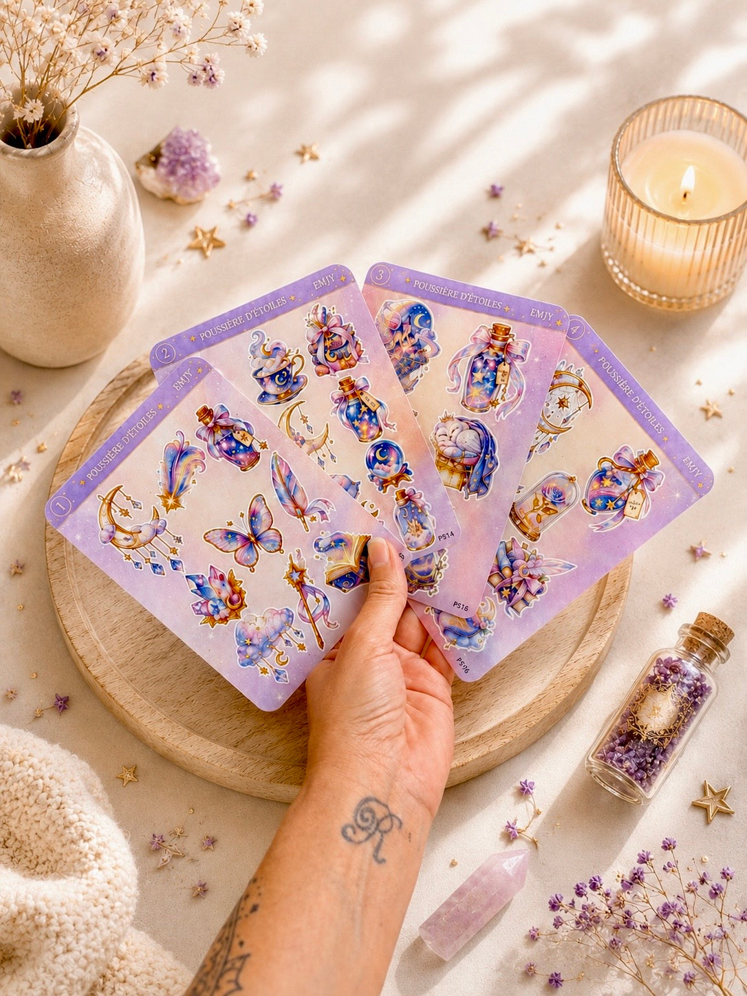 Planche de stickers étoiles "Poussière d’étoiles" – Vinyle pour planner