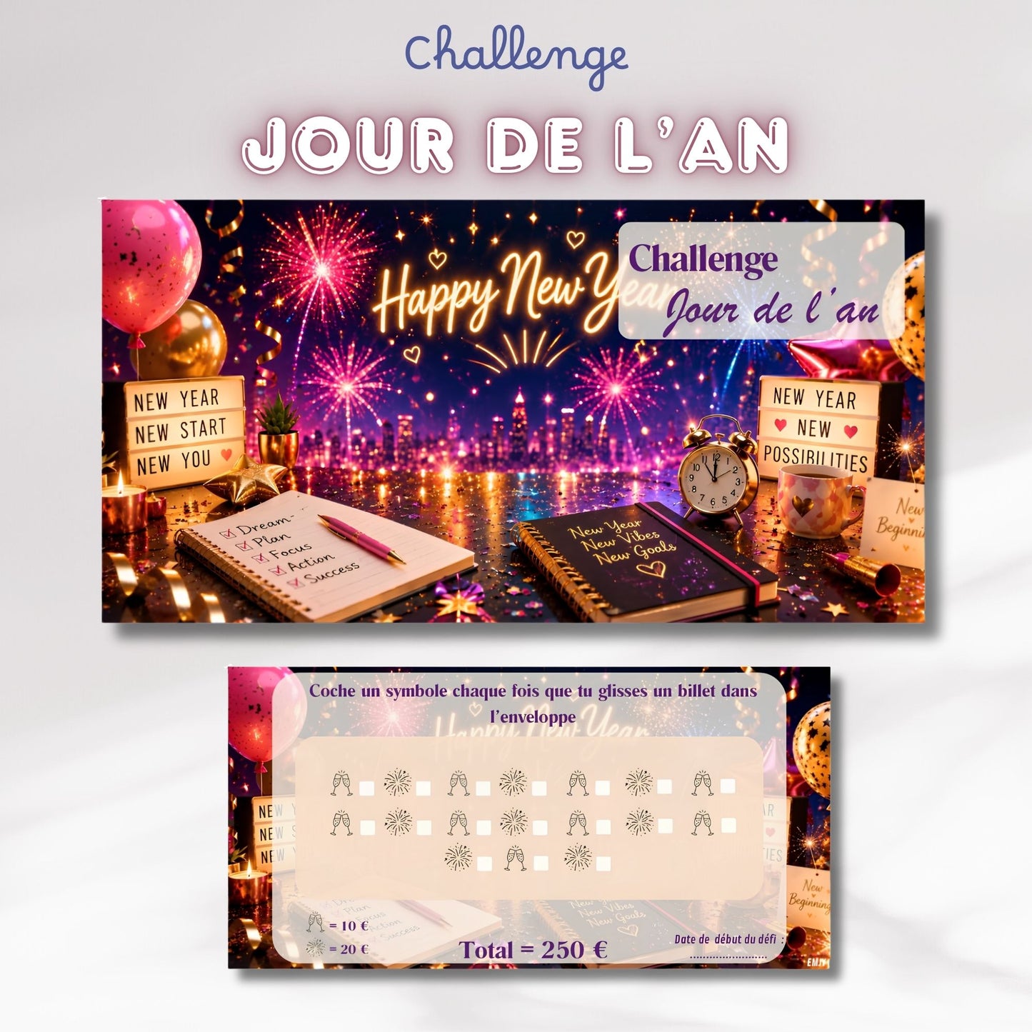 Challenge Jour de l'an - Tracker et page titre ou enveloppe a scratch