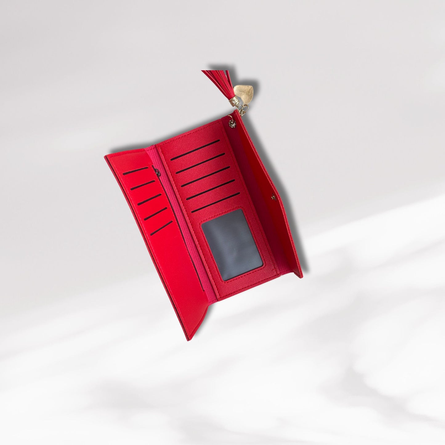 Portefeuille élégant à pompon – Grand format multifonctions