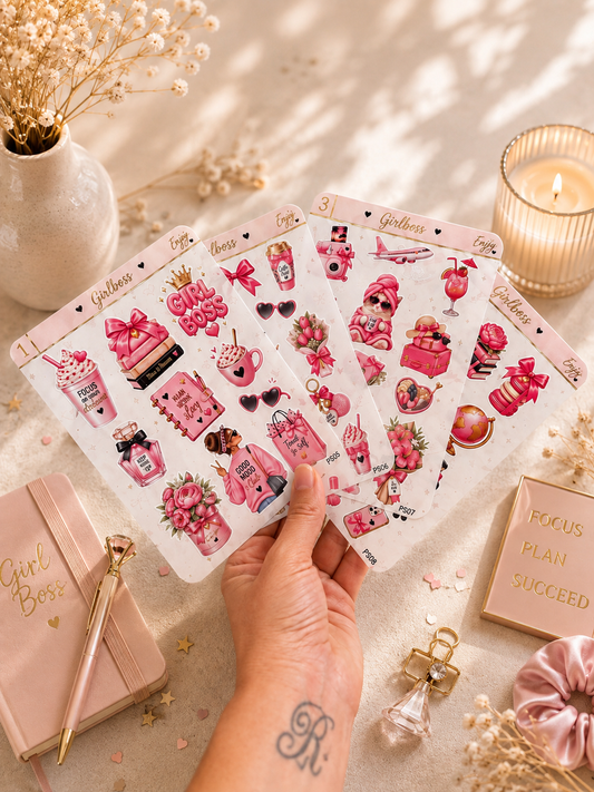 Planches de Stickers planner "Girlboss" - Vinyle motivation et organisation