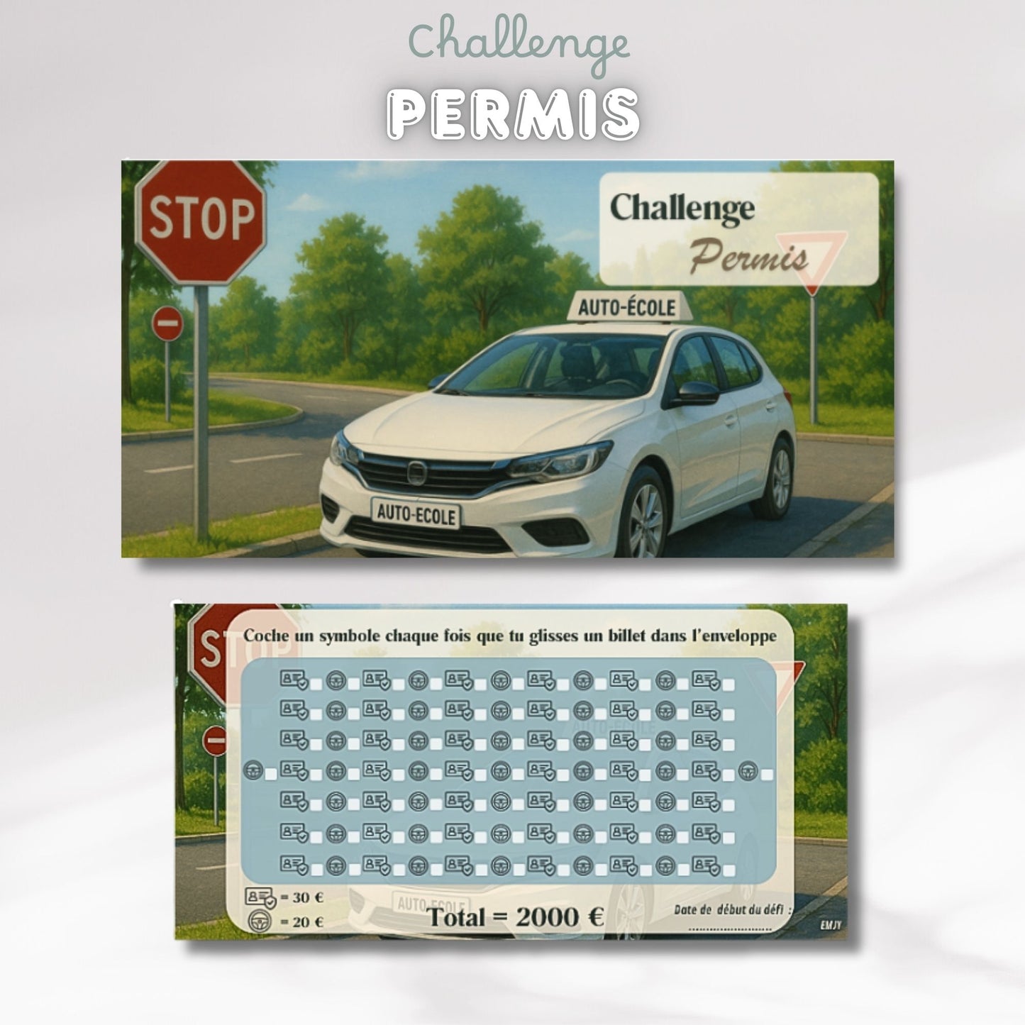 Challenge Permis - Tracker et page titre ou enveloppe a scratch