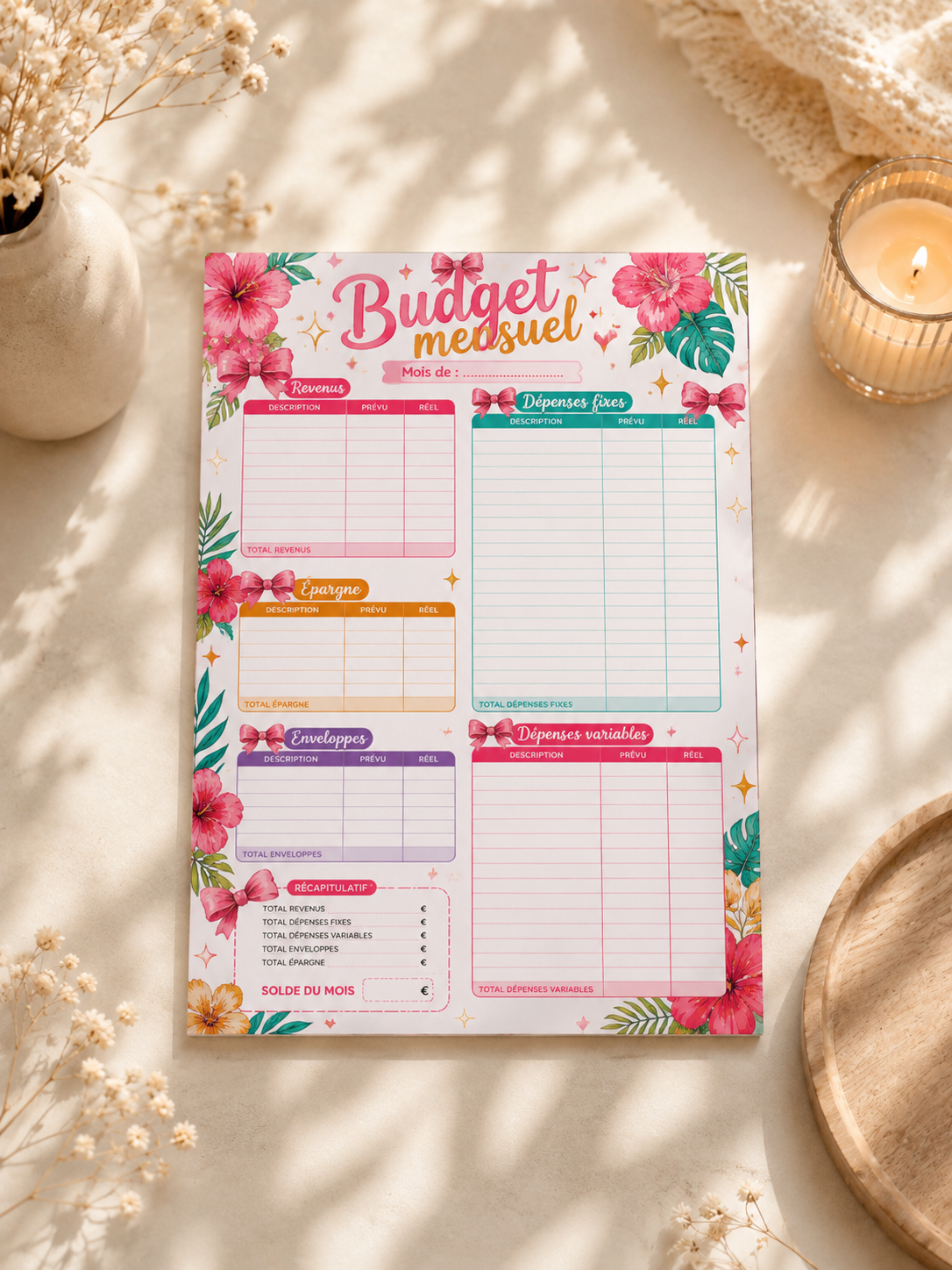 Bloc papier Budget mensuel A5 - 50 pages