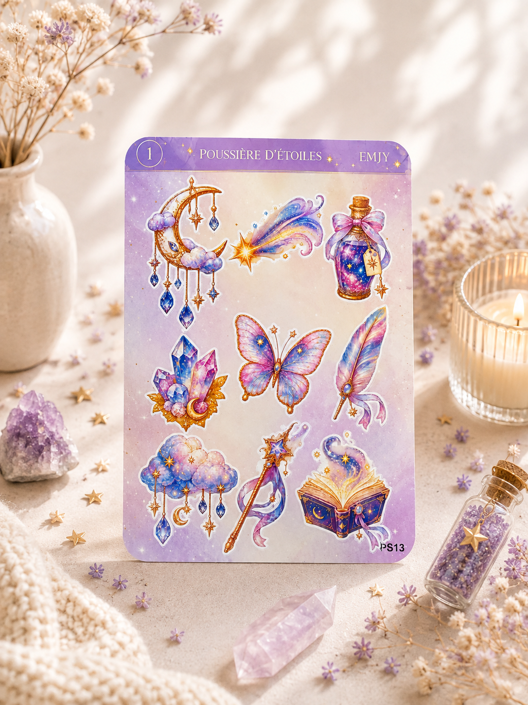 Planche de stickers étoiles "Poussière d’étoiles" – Vinyle pour planner