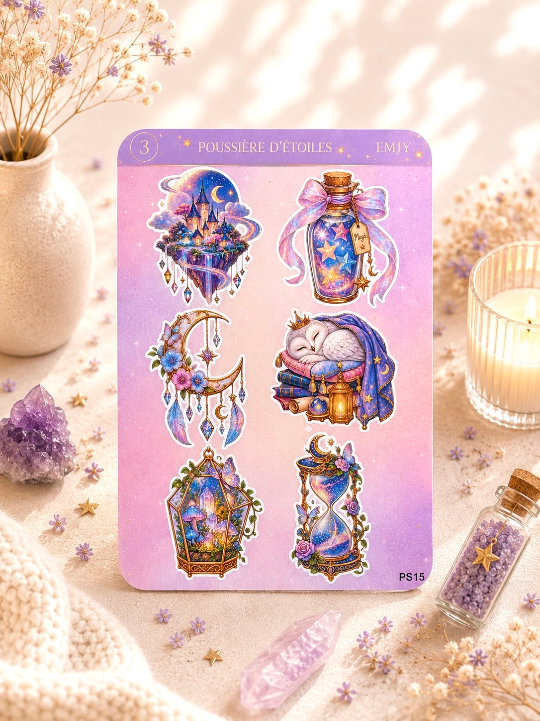 Planche de stickers étoiles "Poussière d’étoiles" – Vinyle pour planner