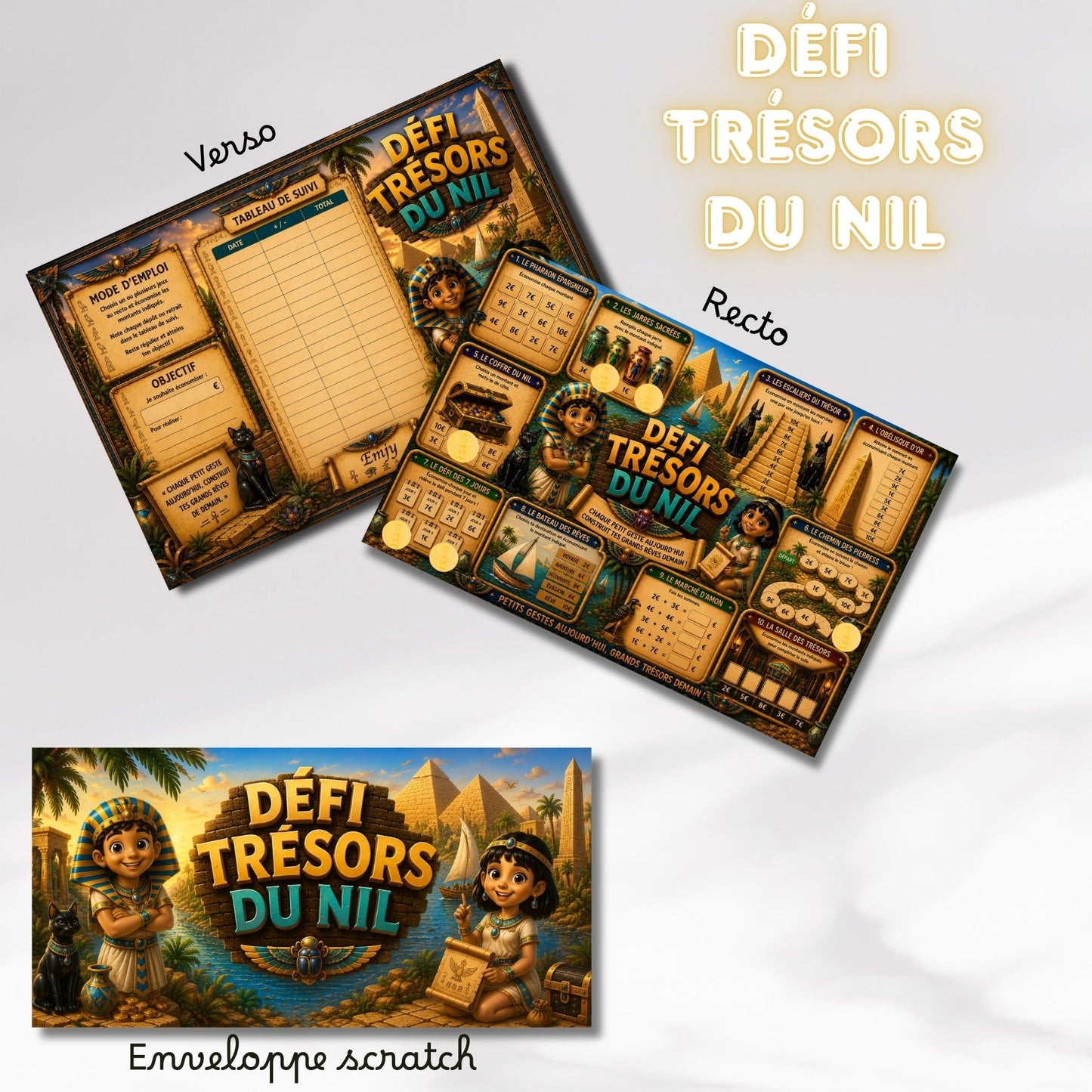 Défi plateau les trésors du Nil - plateau de jeu pour épargner en s'amusant