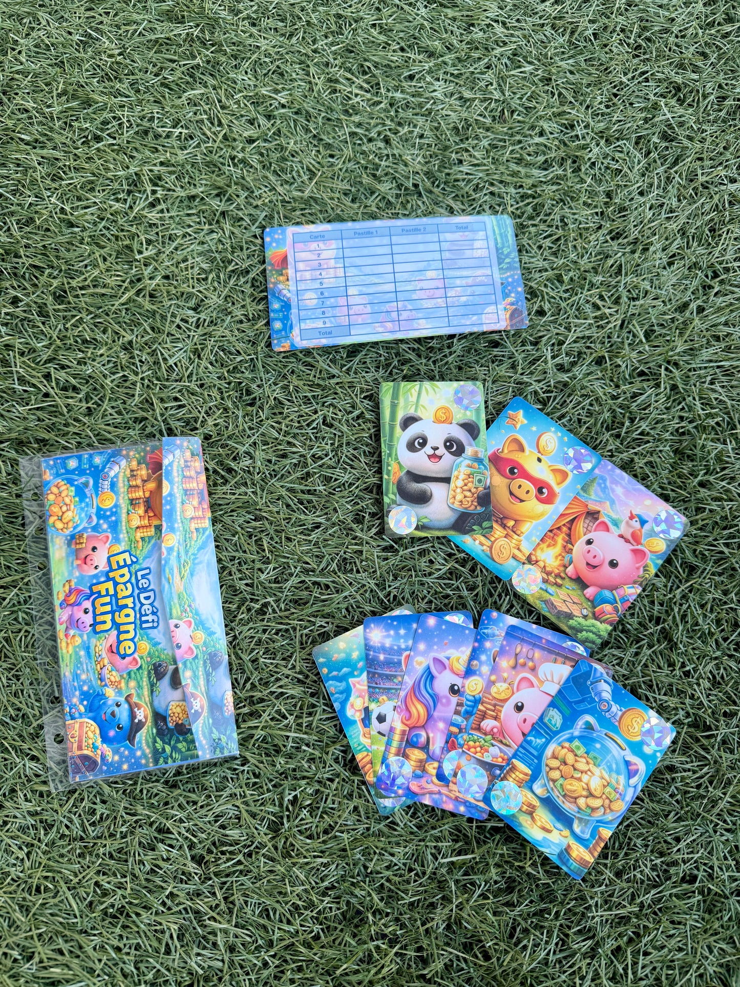 Lot Le défi épargne fun avec 9 cartes a gratter + enveloppe et tracker