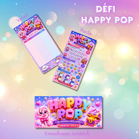 Défi Happy pop - Défi pour épargner 200 euros en s'amusant mini jeux et pastilles a gratter