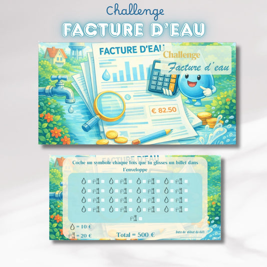 Challenge Facture d'eau - Tracker et page titre ou enveloppe a scratch