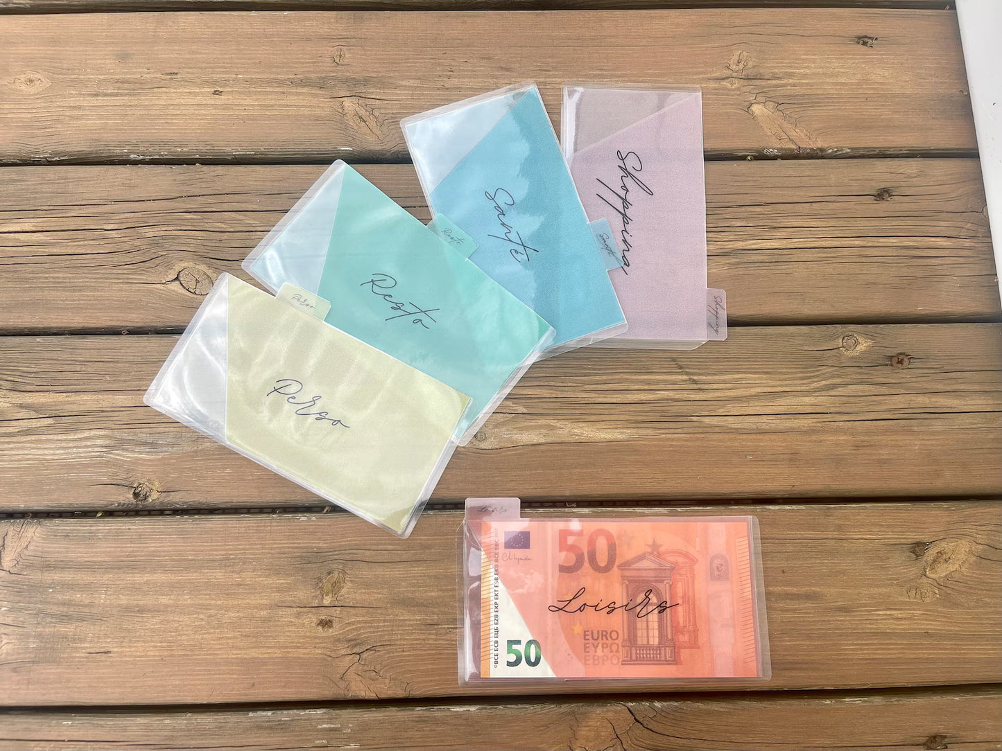 Enveloppes budget pour portefeuille tout en transparence à onglet personnalisées Plastifiées
