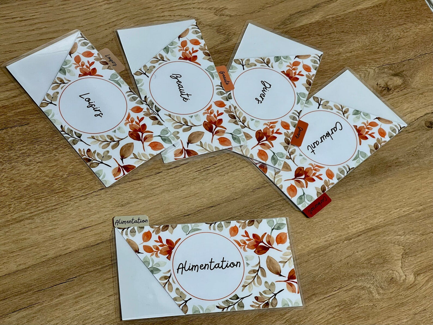 Enveloppes budget pour portefeuille à onglet personnalisées Plastifiées