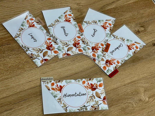 Enveloppes budget pour portefeuille à onglet personnalisées Plastifiées