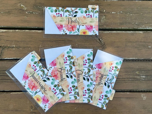 Enveloppes budget portefeuille à onglet personnalisées Plastifiées format portefeuille, A7 ou A6 perforées