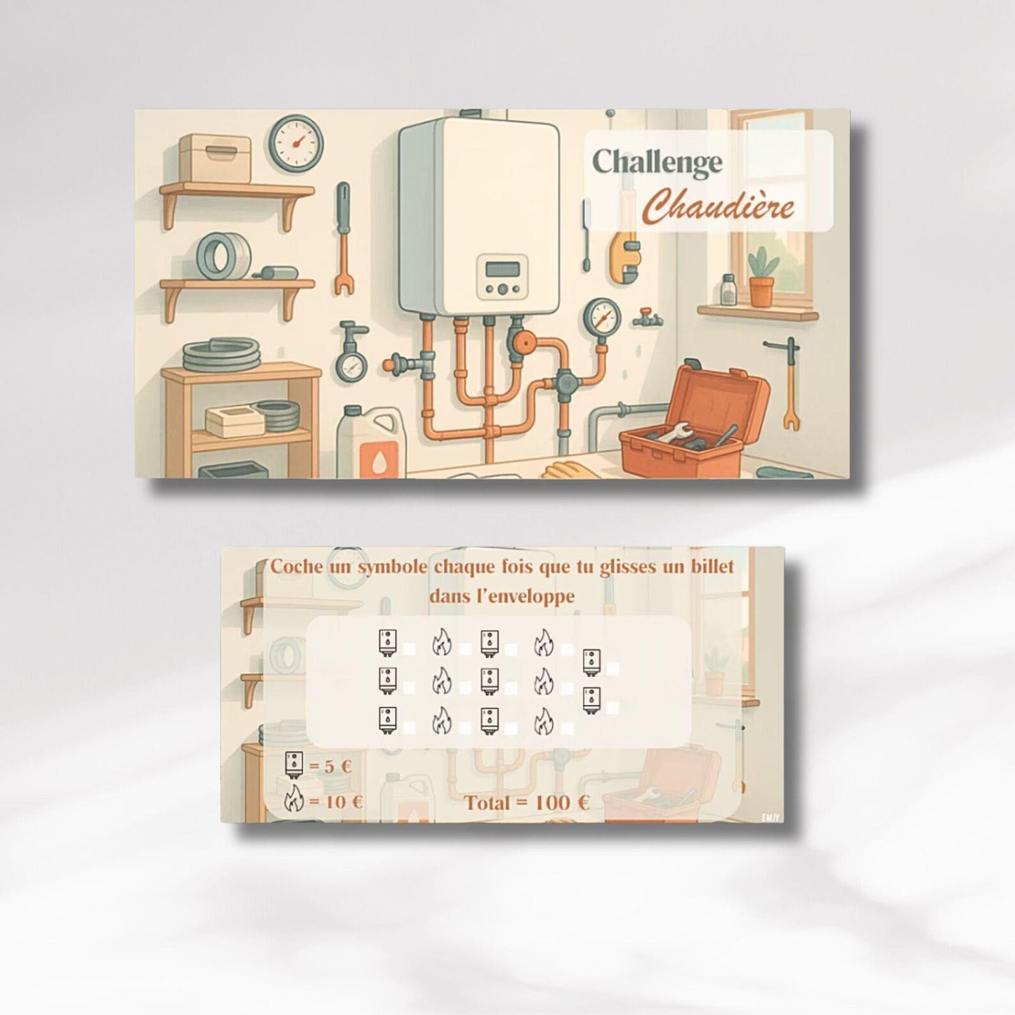 Challenge Chaudière - Tracker et page titre ou enveloppe a scratch