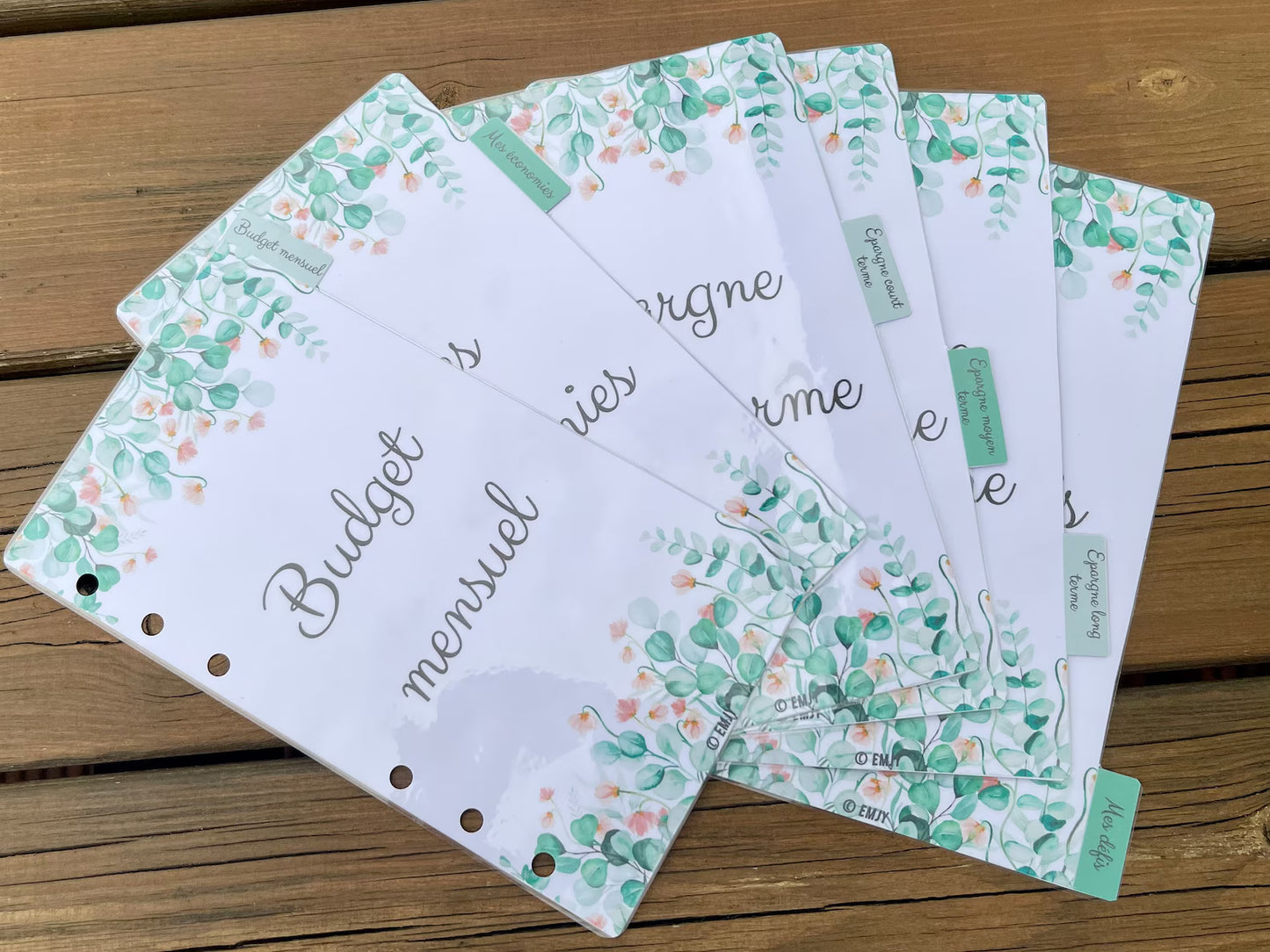 6 intercalaires PERSONNALISABLES + page de couverture pour classeur budgétaire format A5 ou A6